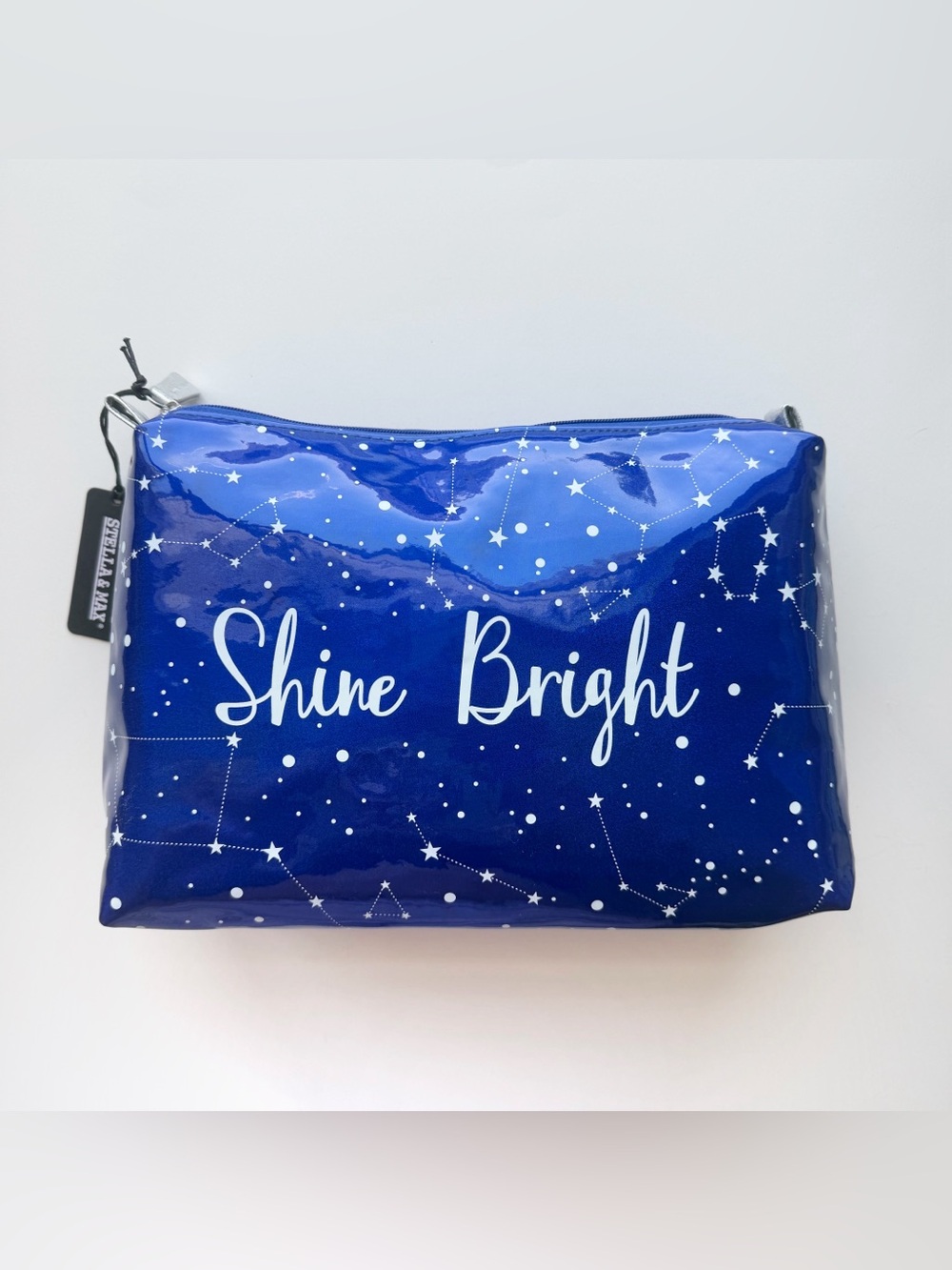 Stella and Max Stars Constellations Cosmetic Bag Travel Case Blue Silver